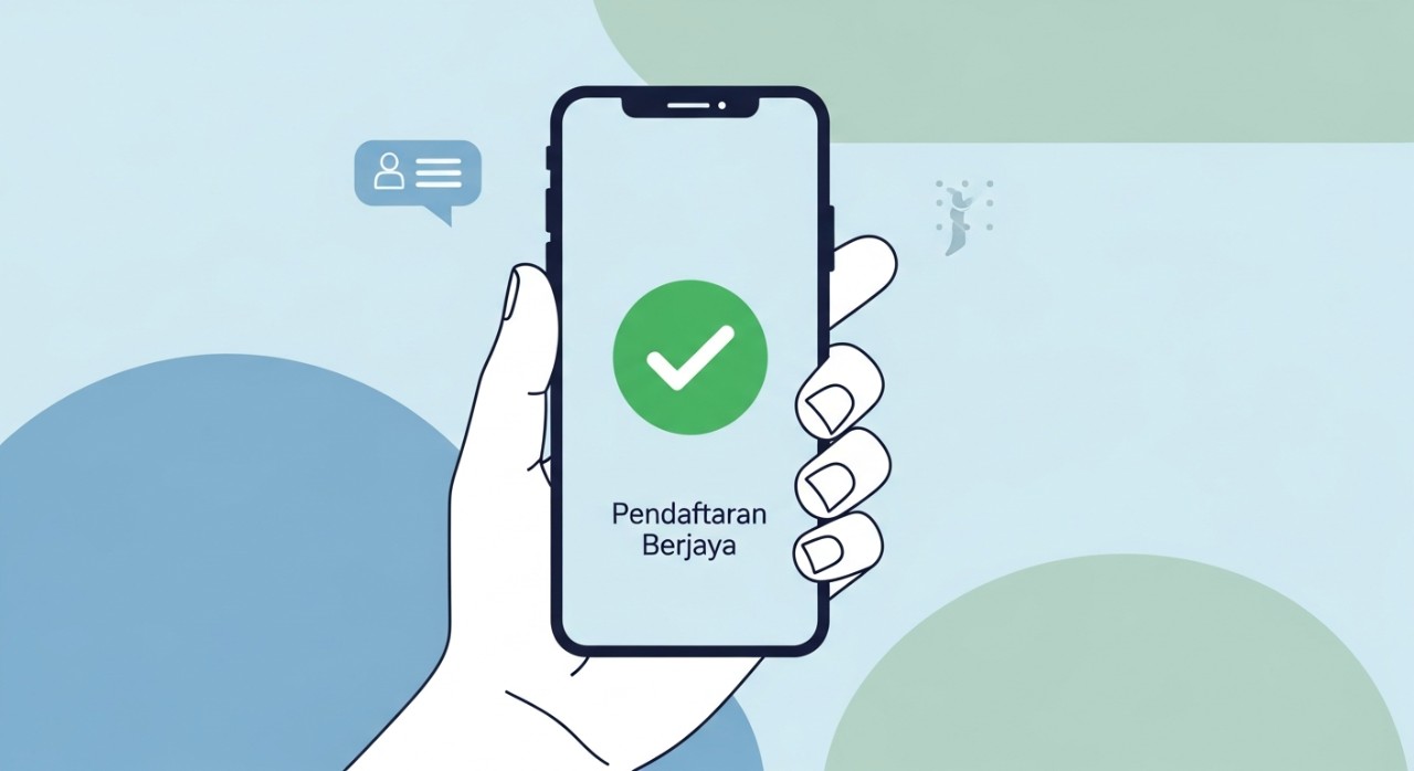 Panduan Lengkap & Mudah: Cara Daftar UOB Internet Banking 1 Skrin telefon pintar memaparkan mesej pengesahan pendaftaran yang berjaya