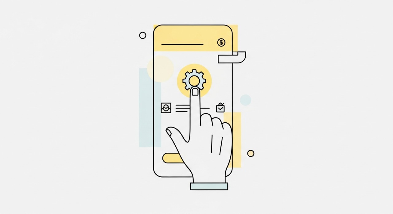 Cara Tukar Bahasa Maybank2u: Panduan Lengkap 1 Jari menunjuk ke ikon gear tetapan (setting) di sudut atas skrin perbankan dalam talian.