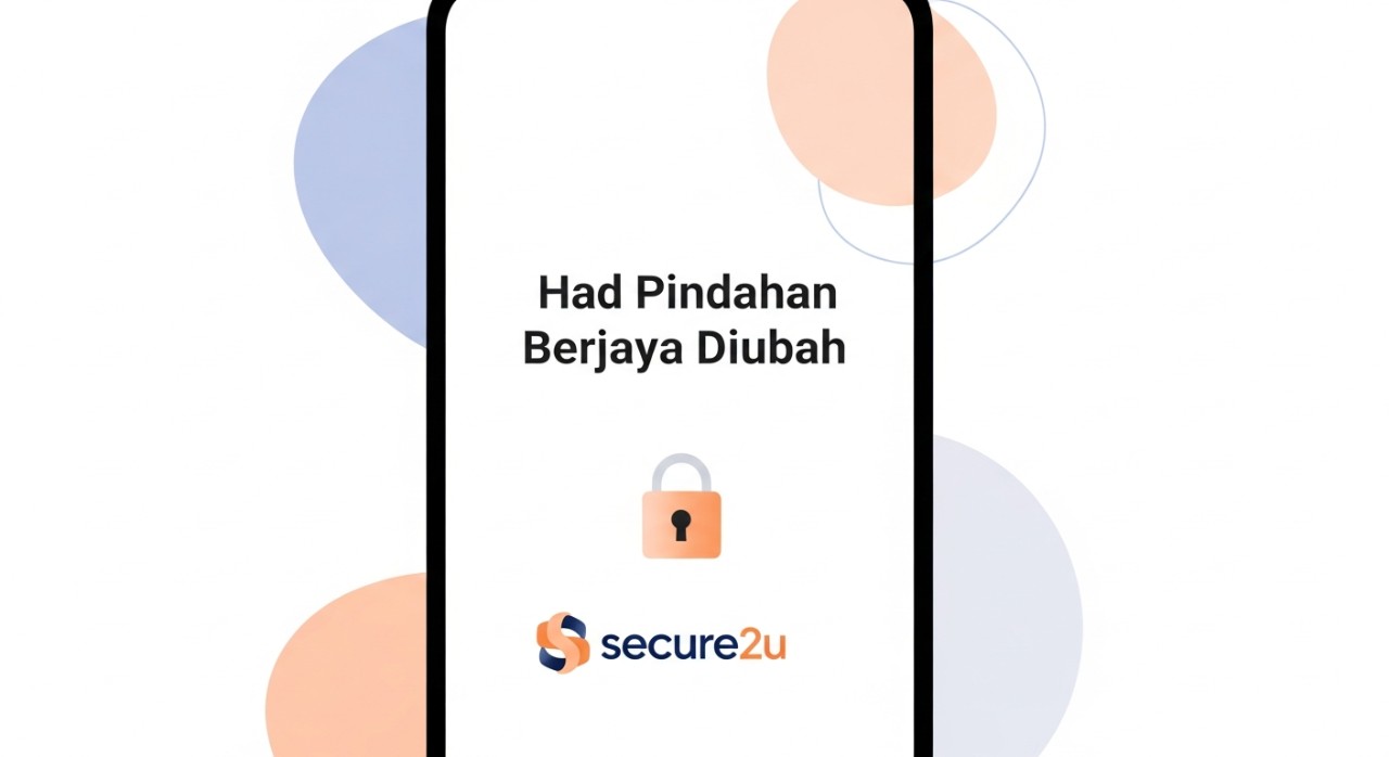 Skrin telefon memaparkan notifikasi Secure2u untuk mengesahkan perubahan had pindahan.