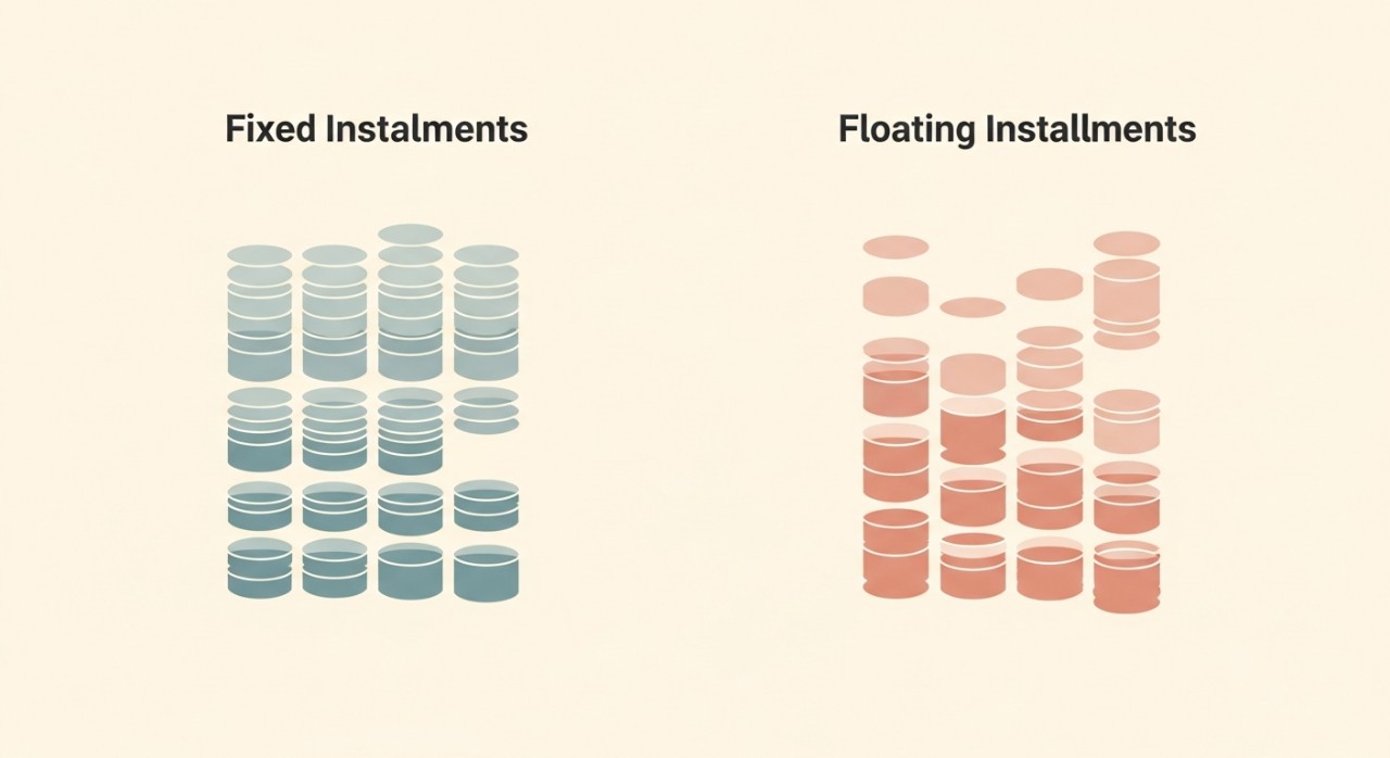 perbandingan ansuran tetap dan terapung