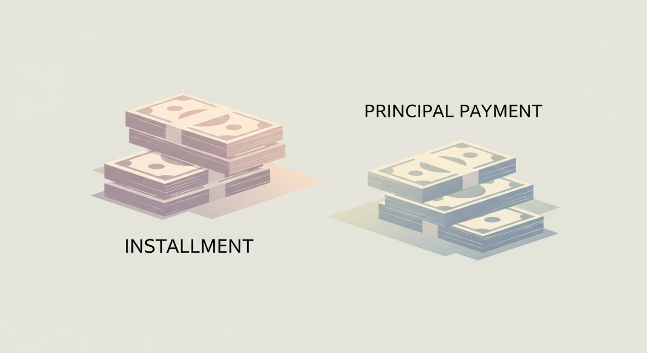 perbezaan ansuran dan bayaran pokok