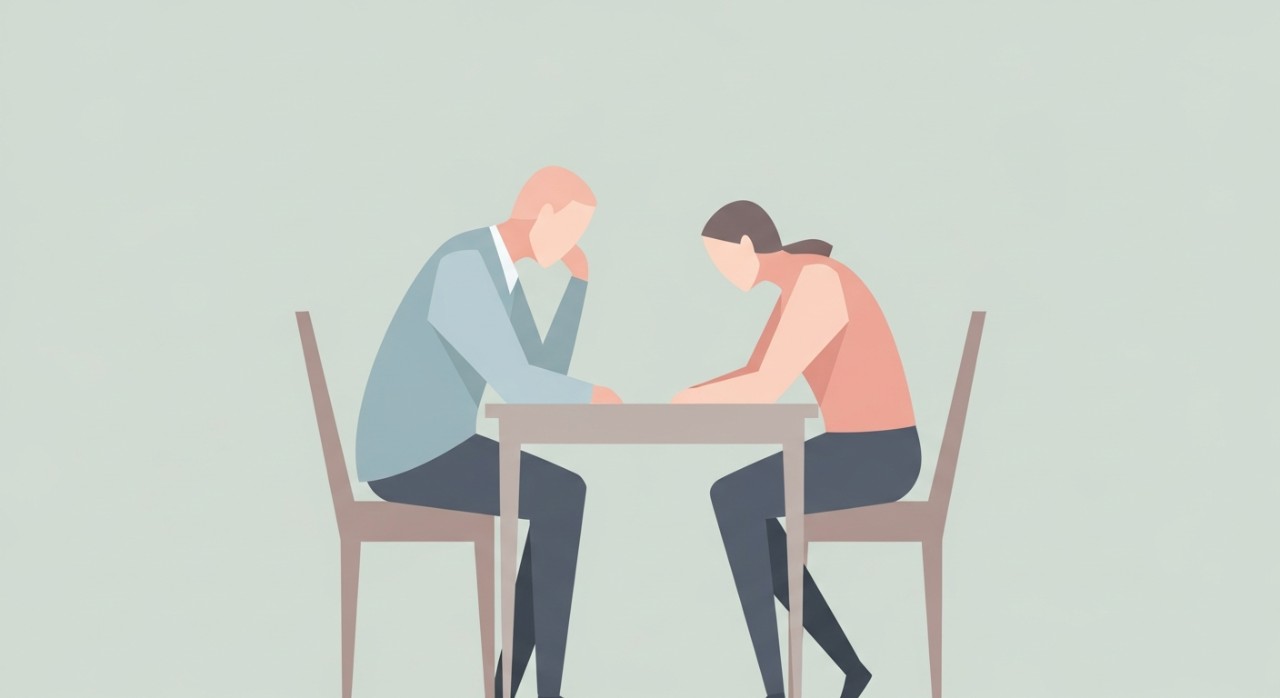 Bolehkah Jadual Pinjaman Diubah di Malaysia 2026? 1 Dua individu sedang berbincang serius mengenai pilihan kewangan di hadapan meja.