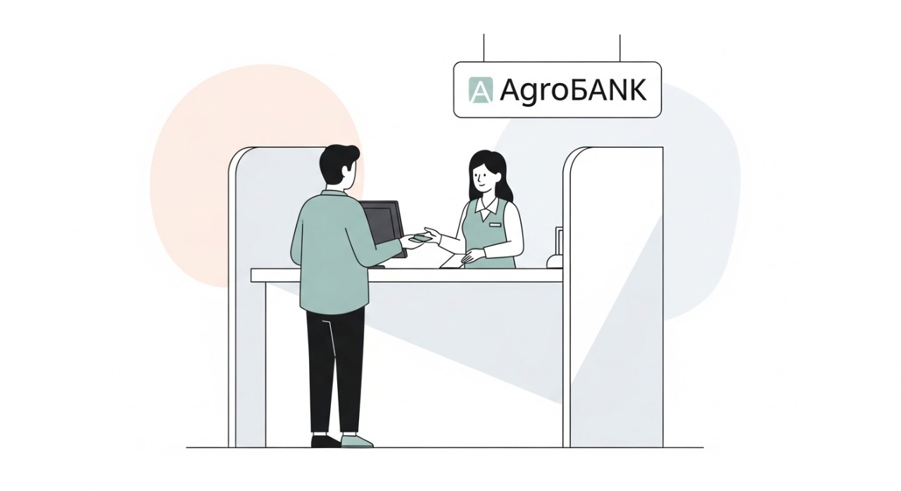 Seorang pelanggan sedang berurusan di kaunter cawangan Agrobank untuk menukar kad debit.