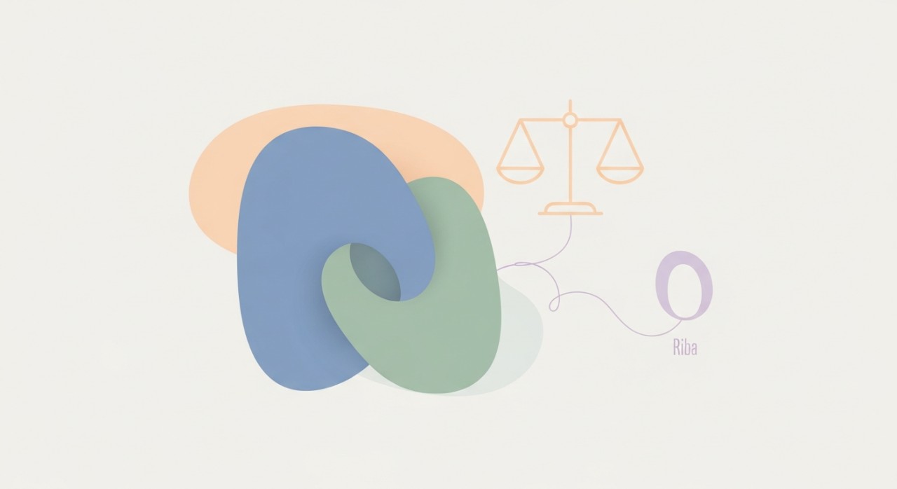 Memahami Struktur Jadual Pinjaman Islamik yang Patuh Syariah 1 Simbol-simbol yang mewakili prinsip-prinsip kewangan Islam seperti keadilan dan perkongsian risiko, tanpa riba.