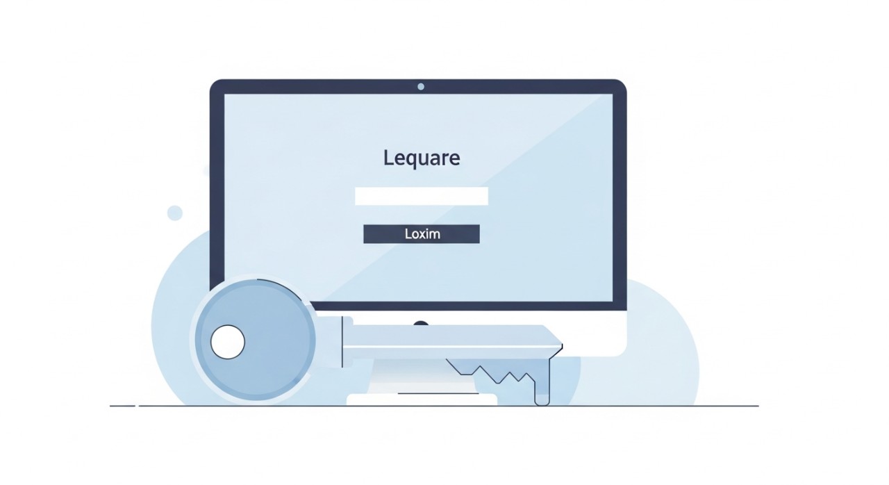 Cara Check Penyata KWSP Online: Panduan Penuh i-Akaun 1 Simbol ikon kunci besar dan skrin komputer mewakili proses log masuk i-Akaun KWSP yang selamat.