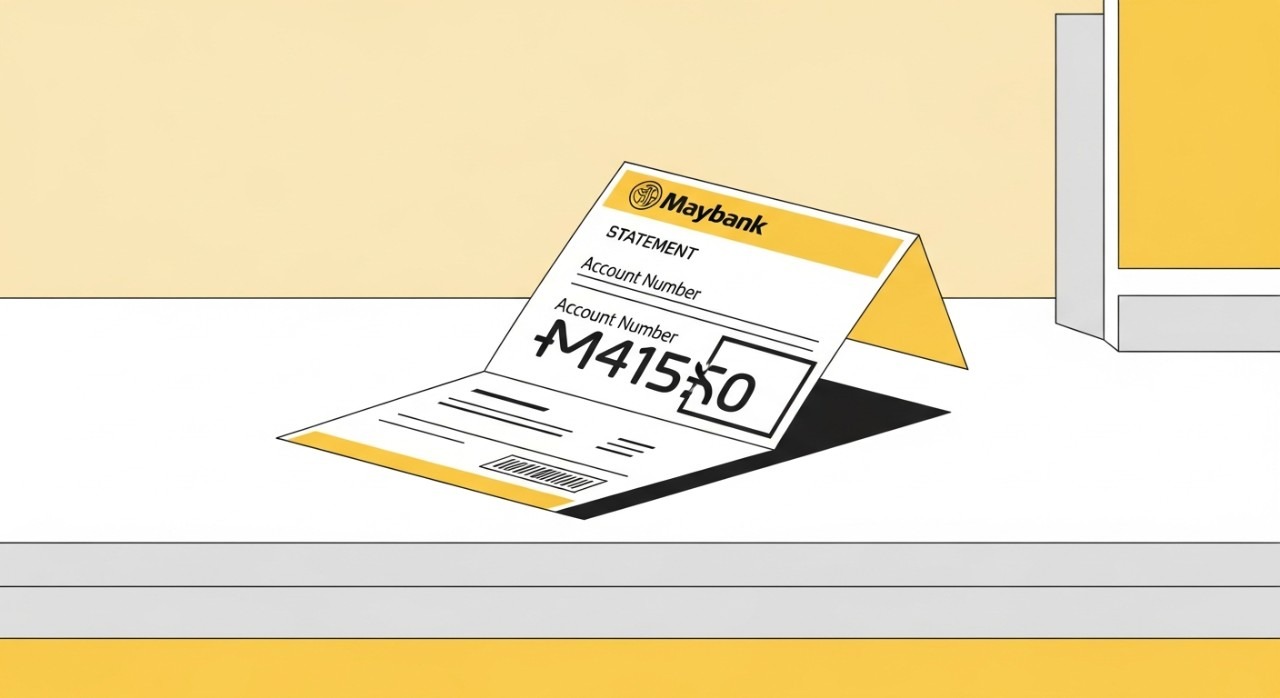 Panduan Lengkap Cara Print Nombor Akaun Bank Maybank 1 Sekeping kertas yang merupakan penyata bank yang telah dicetak, menonjolkan nombor akaun yang penting.