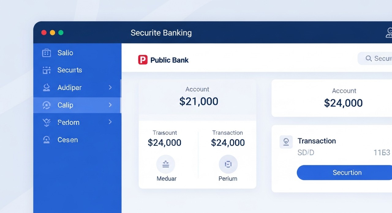 Cara Login Public Bank Online Banking (PBe) Tanpa Masalah 1 Skrin perbankan dalam talian Public Bank memaparkan baki akaun dan menu transaksi utama.