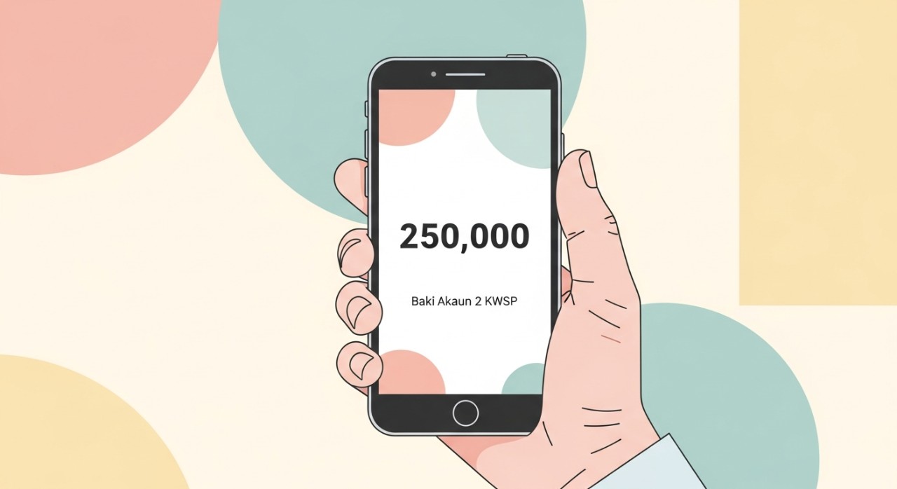 Cara Bayar PTPTN Guna KWSP: Panduan Lengkap & Terperinci 1 Seseorang melihat paparan skrin telefon pintar yang menunjukkan baki Akaun 2 KWSP.
