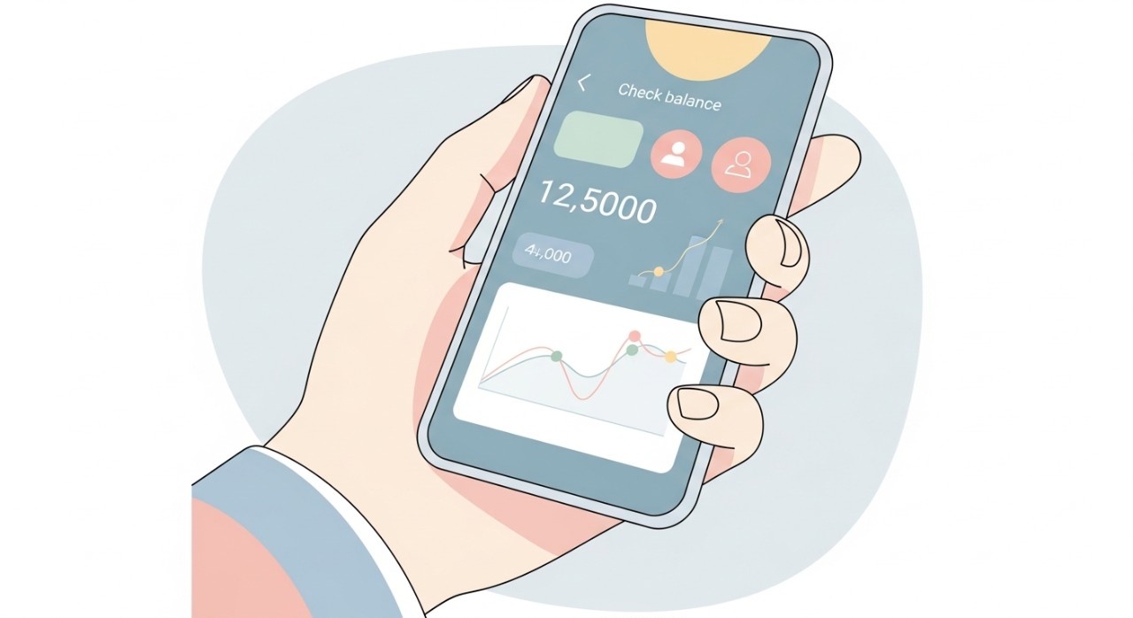 4 Cara Semak Baki Pinjaman Bank Rakyat Terkini Tahun 2026 1 Tangan sedang memegang telefon bimbit dengan paparan antaramuka perbankan digital.