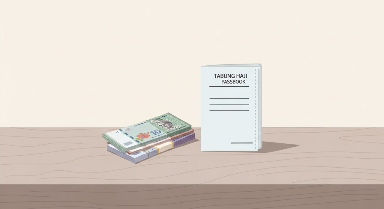 Cara Transfer Duit ke Tabung Haji Paling Mudah dan Pantas 1 Sebuah buku simpanan Tabung Haji diletakkan di sebelah beberapa keping wang kertas Ringgit Malaysia.