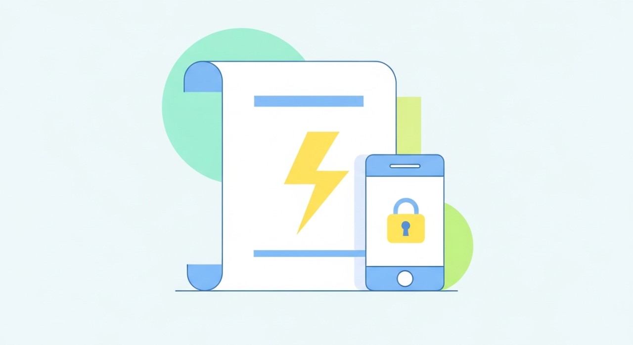 Cara Bayar Bil Elektrik Online Bank Islam Terkini 2026 1 Ikon bil elektrik digital yang besar bersebelahan dengan ikon aplikasi perbankan mudah alih untuk transaksi dalam talian.