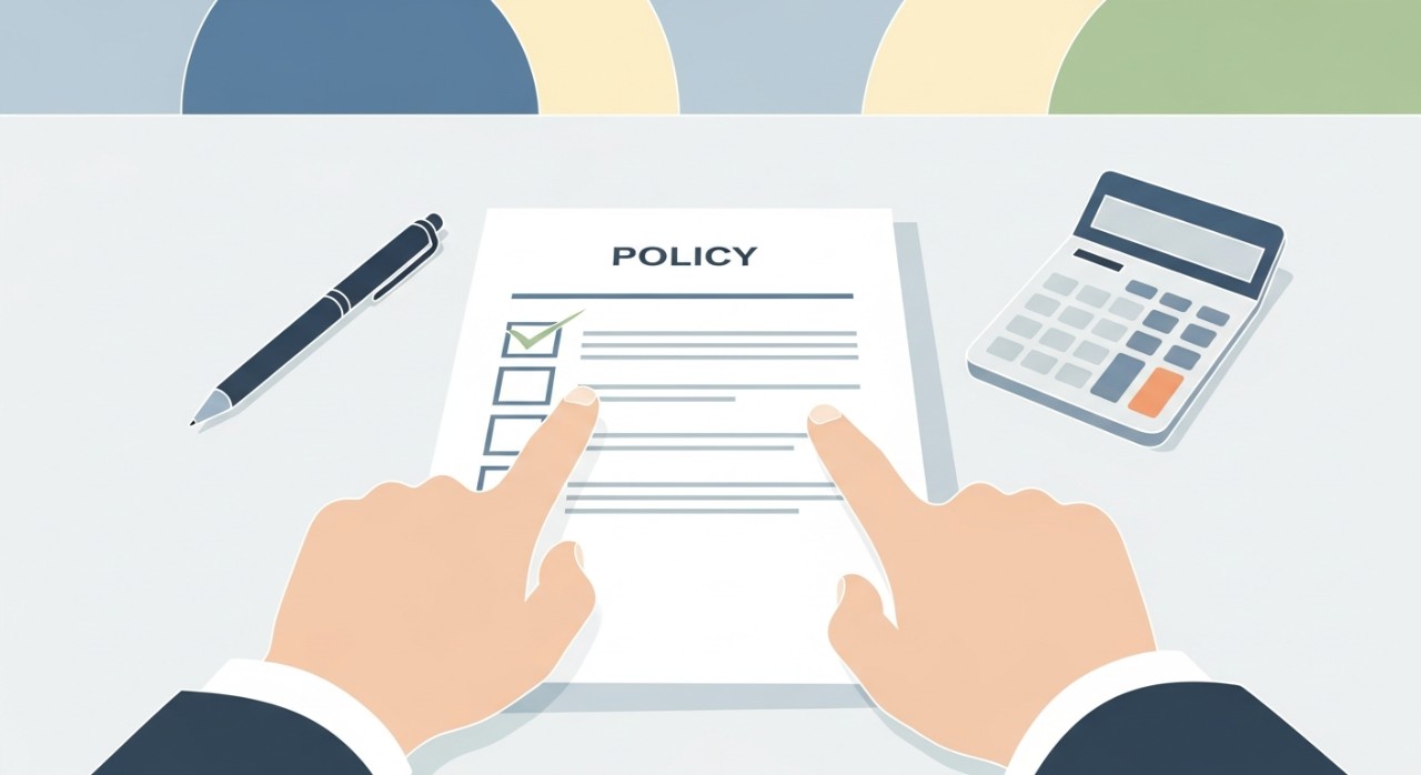 Panduan Lengkap Cara Claim Insurans Rumah Habis Bayar 1 Tangan seseorang sedang meneliti dokumen polisi insurans di atas meja kayu yang kemas.