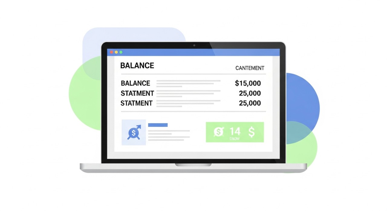 Paparan skrin komputer riba menunjukkan penyata baki dan status pembayaran balik pinjaman pendidikan.