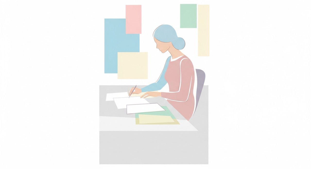 Panduan Cara Keluarkan Duit KWSP Bayar Hutang Perumahan 1 Seorang wanita sedang duduk di meja sambil melihat kertas dan mengira perancangan kewangan untuk membayar hutang.