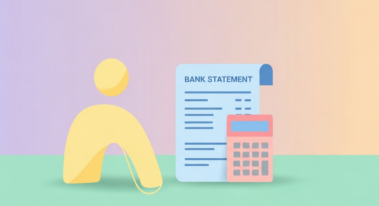 Panduan Mengisi Borang Permohonan Penyata Baki 1 Seorang pengguna sedang meneliti cetakan penyata baki akaun di meja kerja dengan kalkulator di sebelahnya.