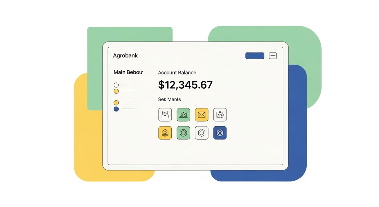 Panduan Terperinci Cara Login Agrobank Online (i-Rakyat) 1 Paparan dashboard utama perbankan Agrobank dengan ikon ringkas dan data akaun.