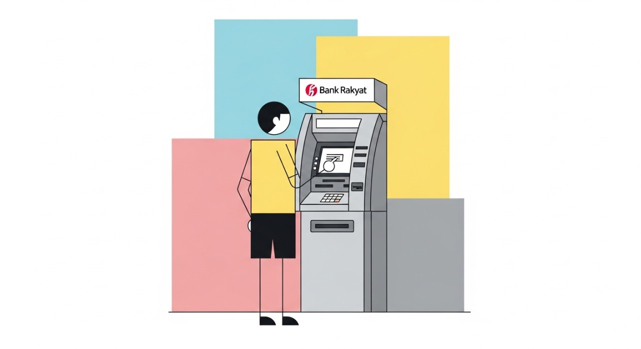 Cara Tukar Nombor Telefon Bank Rakyat (Panduan Lengkap) 1 Seorang pelanggan sedang berinteraksi dengan mesin ATM Bank Rakyat untuk mengemas kini data peribadi seperti nombor telefon baharu.