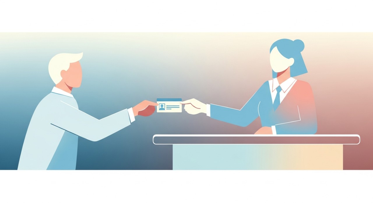 Panduan Lengkap Cara Keluar Duit ASB Tanpa Buku 1 Seorang pelanggan sedang menunjukkan kad pengenalan kepada staf di kaunter perkhidmatan kewangan.