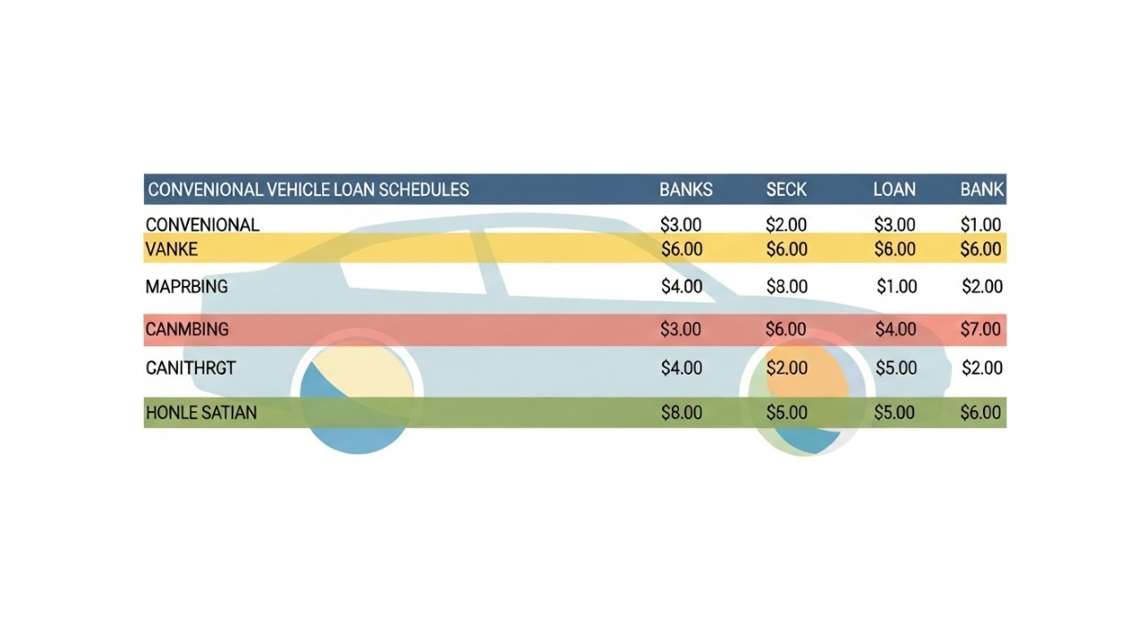 jadual pinjaman kenderaan konvensional mengikut bank