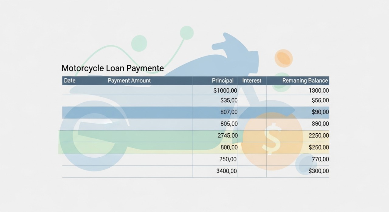 jadual pinjaman kenderaan syarikat kewangan untuk motosikal