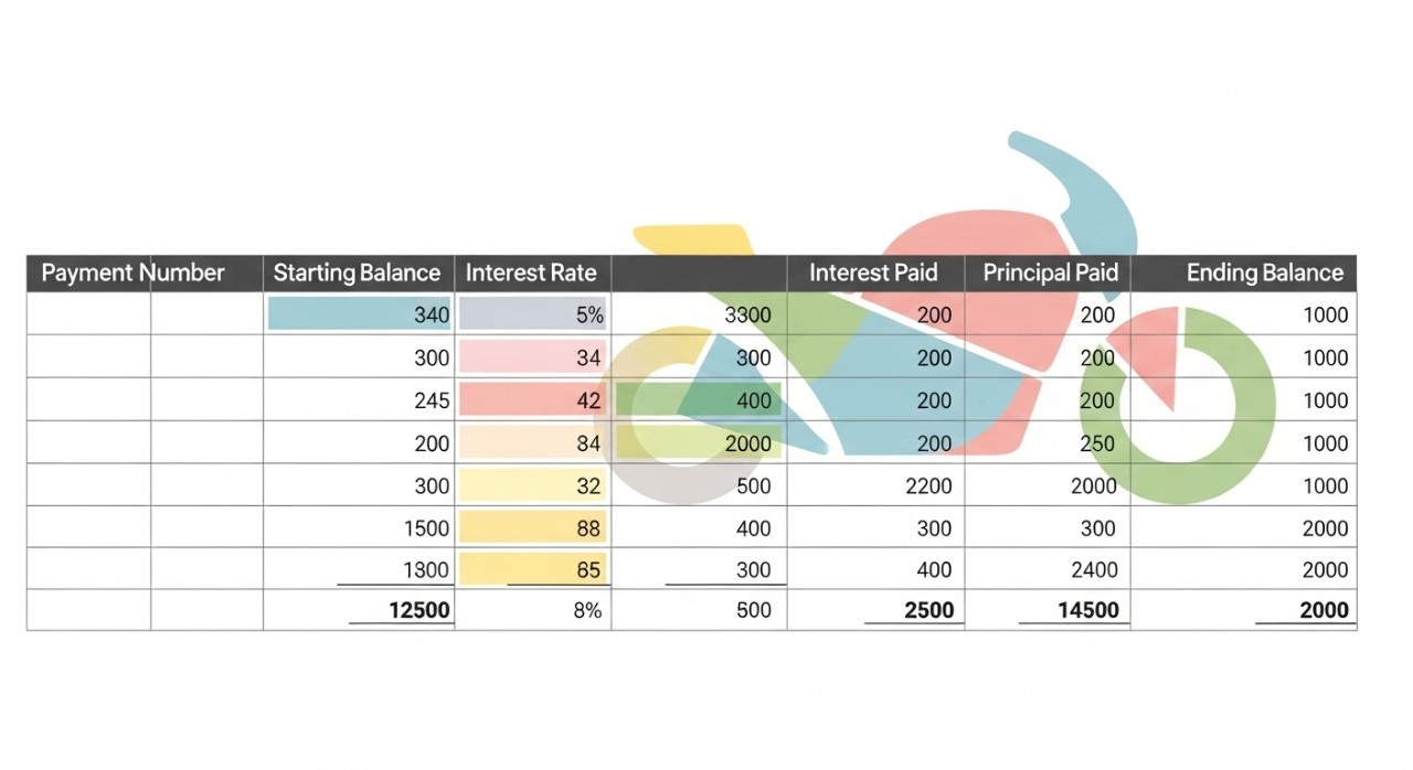 jadual pinjaman motosikal faedah berubah