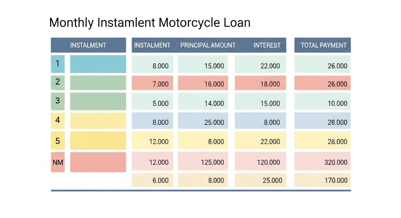 jadual pinjaman motosikal skuter