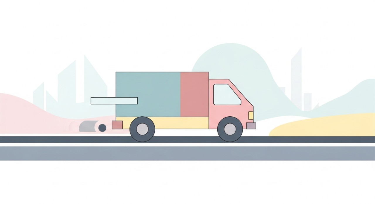 Senarai Jadual Pinjaman Kenderaan Tanpa Penjamin untuk Komersial 1 Sebuah van penghantaran sedang bergerak di jalan raya bandar.