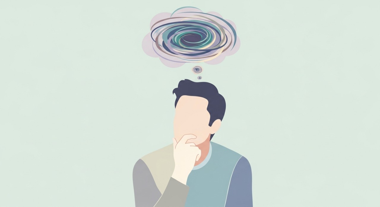 Seorang lelaki sedang memikirkan cara untuk menyelesaikan masalah kewangan berkaitan pinjaman.