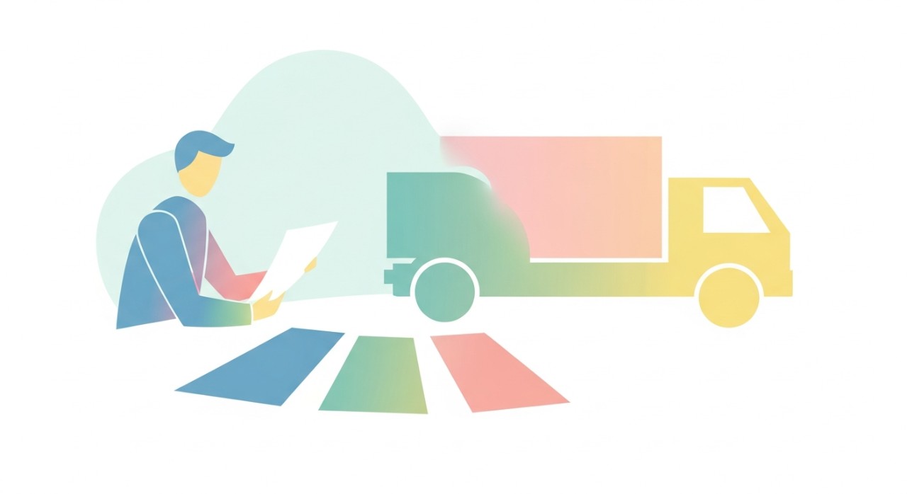 Seorang lelaki sedang memeriksa dokumen pinjaman untuk pembelian lori.