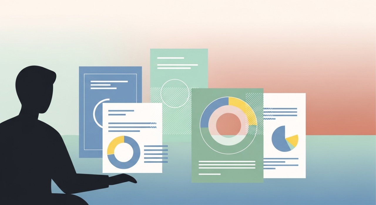 Seseorang sedang membandingkan beberapa pilihan pinjaman untuk kenderaan elektrik terpakai di atas meja.