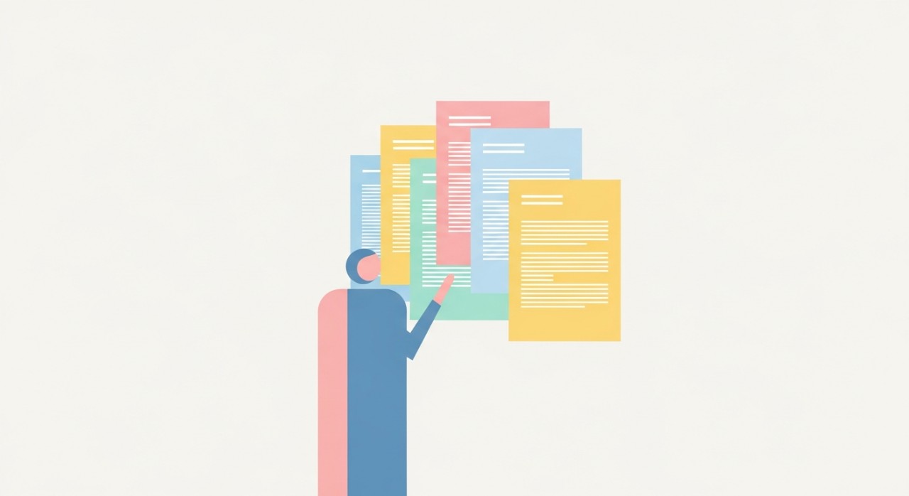 Seseorang sedang membandingkan beberapa dokumen pinjaman kereta yang berbeza.