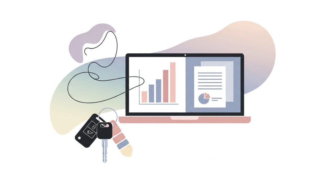 Seseorang sedang membandingkan tawaran pinjaman kenderaan dari beberapa bank di hadapan komputer riba.