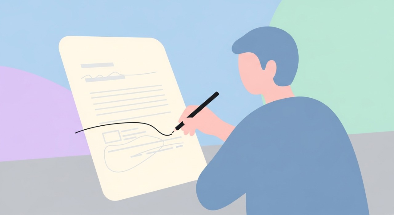 Seseorang sedang mengisi borang permohonan pinjaman motosikal.