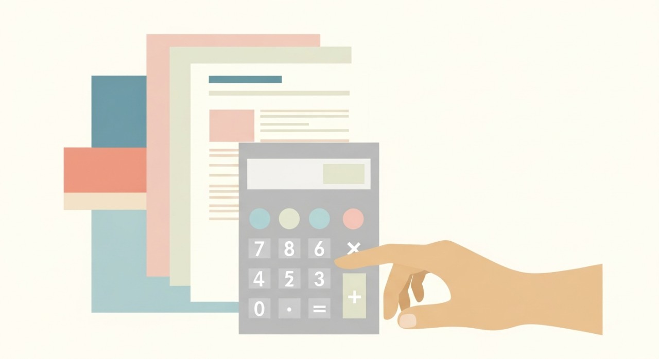 Seorang individu sedang mengira bayaran bulanan pinjaman kereta menggunakan kalkulator.