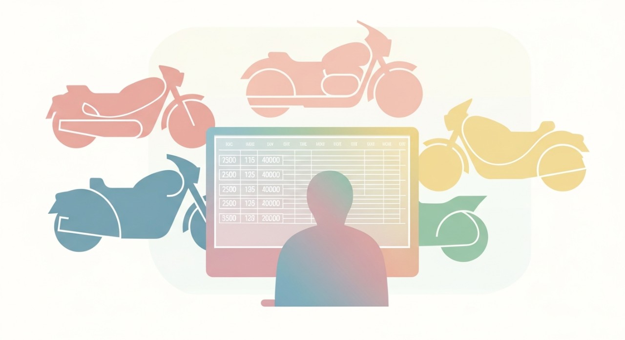 senarai jadual pinjaman motosikal mengikut model dan jenama