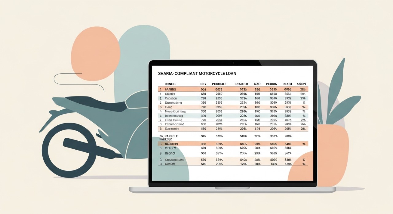 senarai jadual pinjaman motosikal patuh syariah mengikut model dan jenama