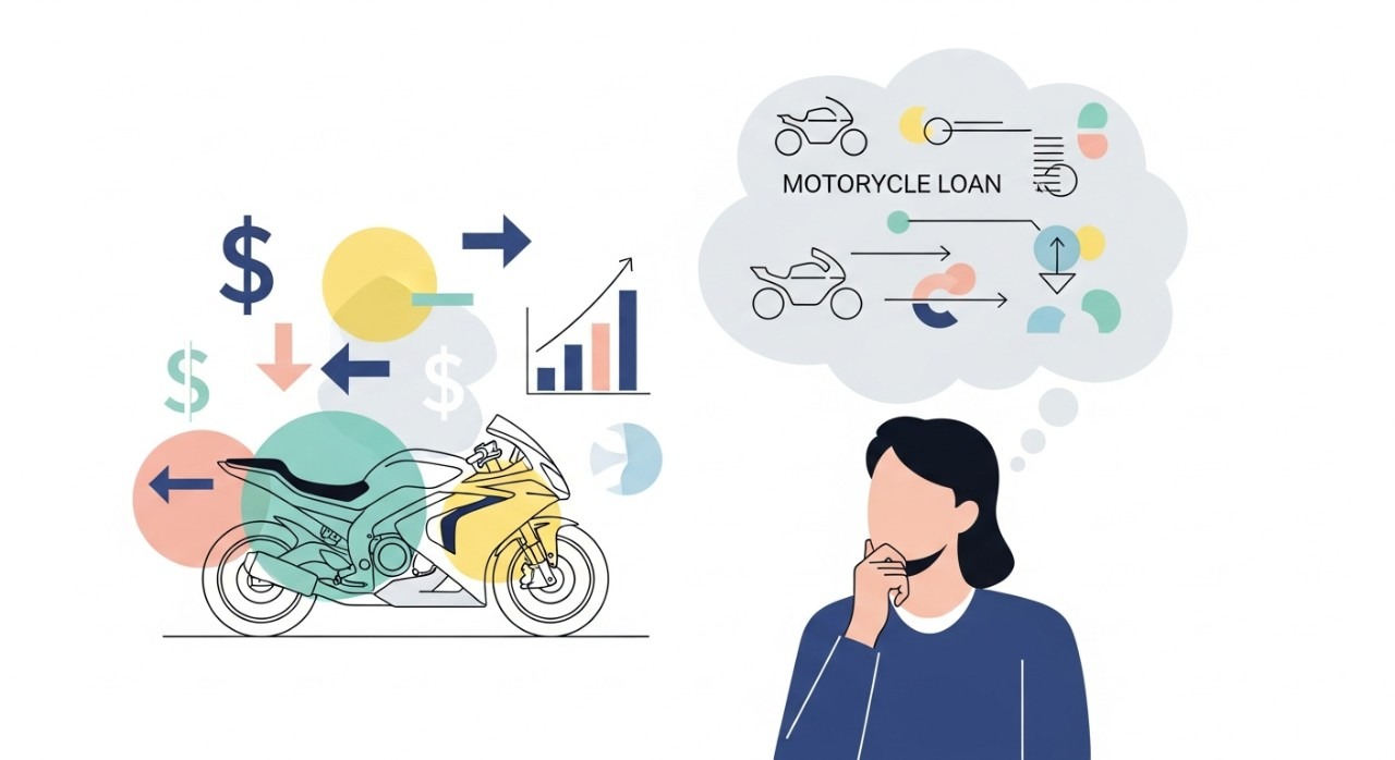 Senarai Jadual Ansuran Bulanan Pinjaman Kenderaan Untuk Motosikal 1 Seseorang sedang mempertimbangkan pilihan pinjaman motosikal.