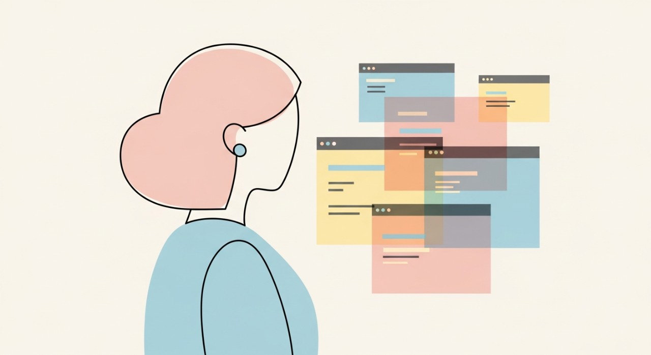 Seorang wanita sedang melihat dan membandingkan kadar faedah pinjaman motosikal.